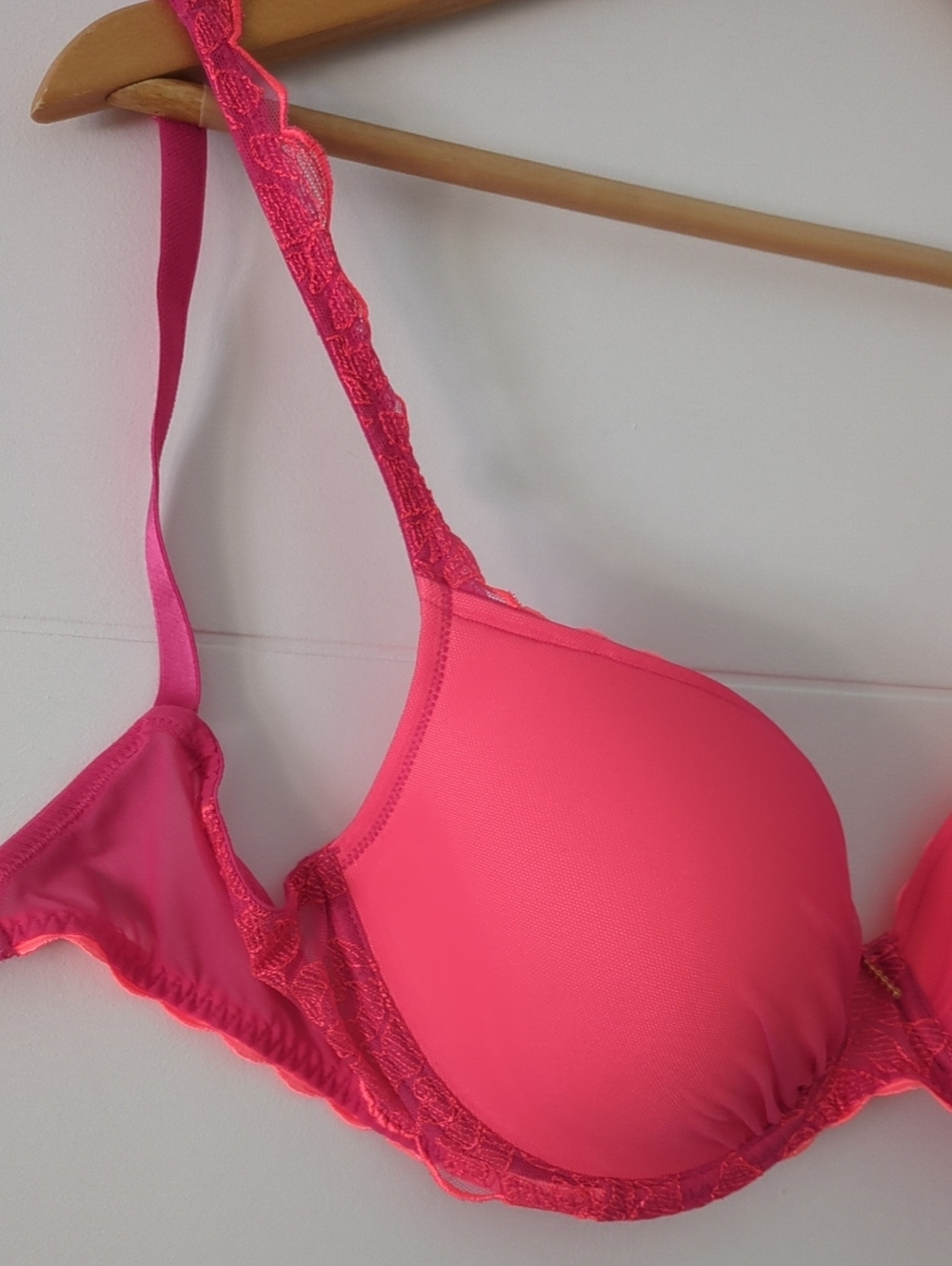Marie Jo Rosalia Luminoso Push-Up Lace Trim Bra in Coral Pink Ss 34D - Picture 4 of 7